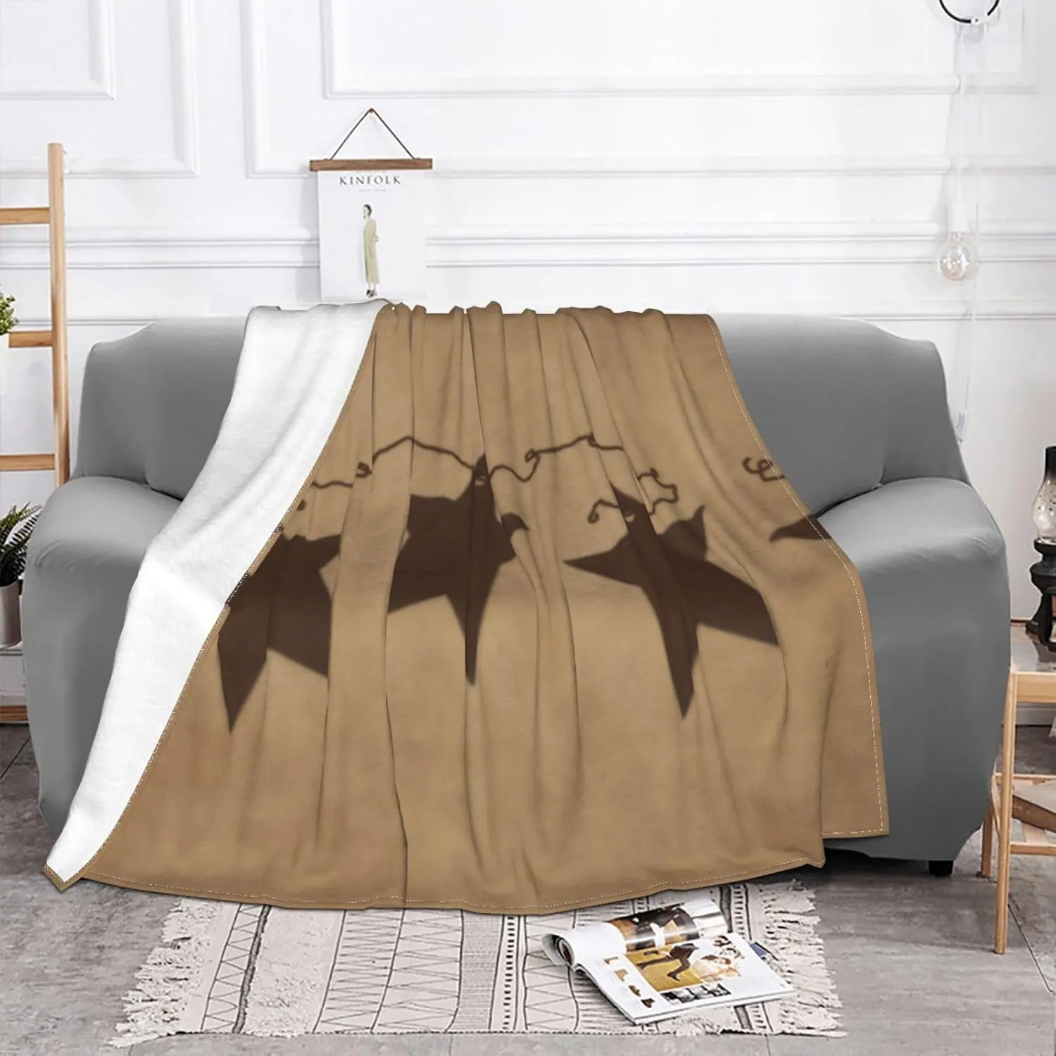 Rusty Stars 60"X50" Flannel Blanket - 100% Soft Polyester, Lightweight and Warm, Suitable for Families, Camping, Travel