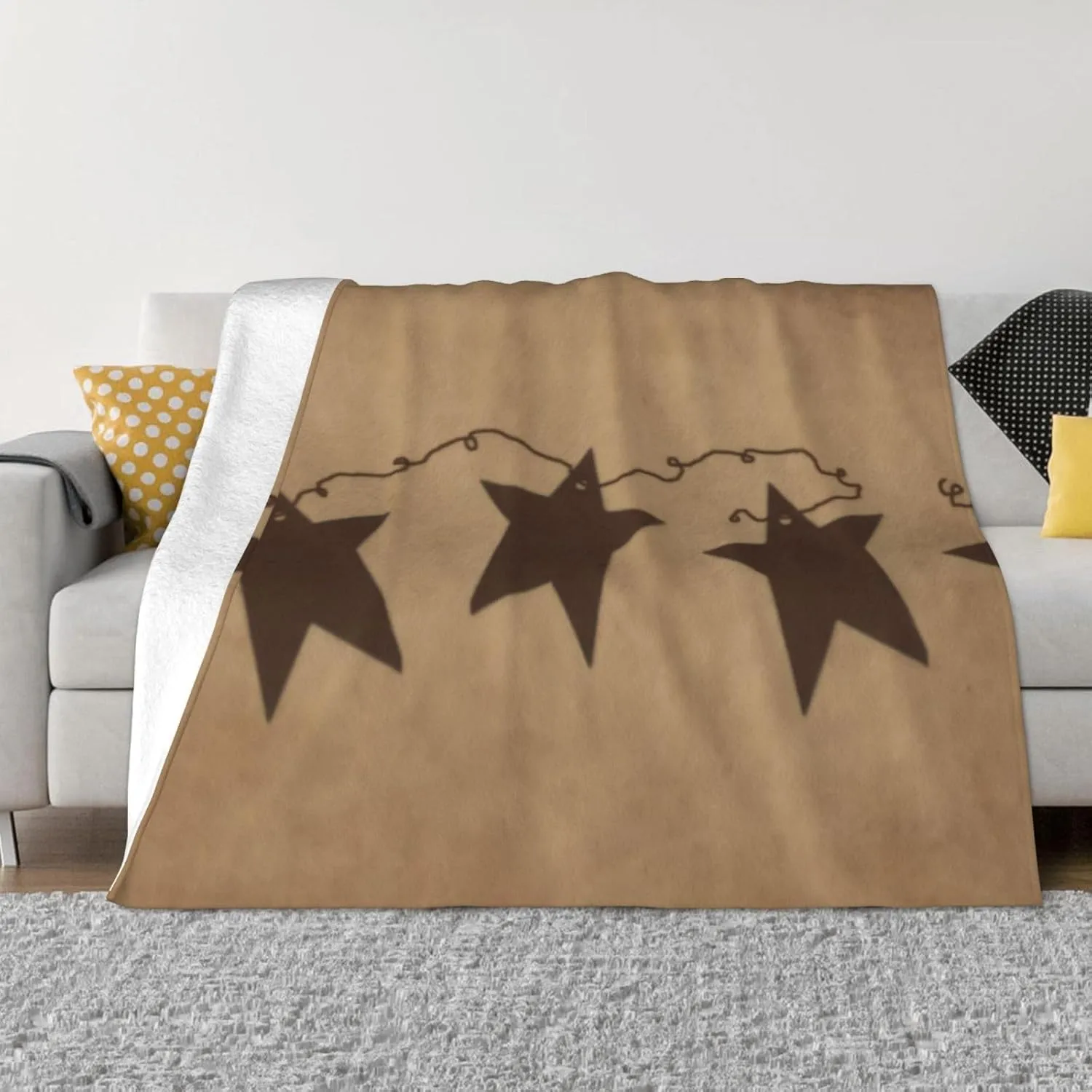 Rusty Stars 60"X50" Flannel Blanket - 100% Soft Polyester, Lightweight and Warm, Suitable for Families, Camping, Travel