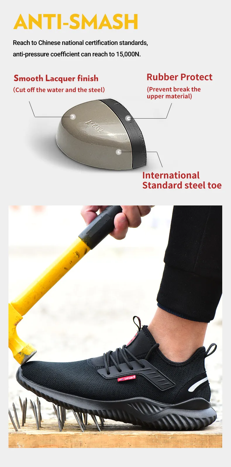 SafelyTrek™- Breathable Steel Protective Work Shoe wear
