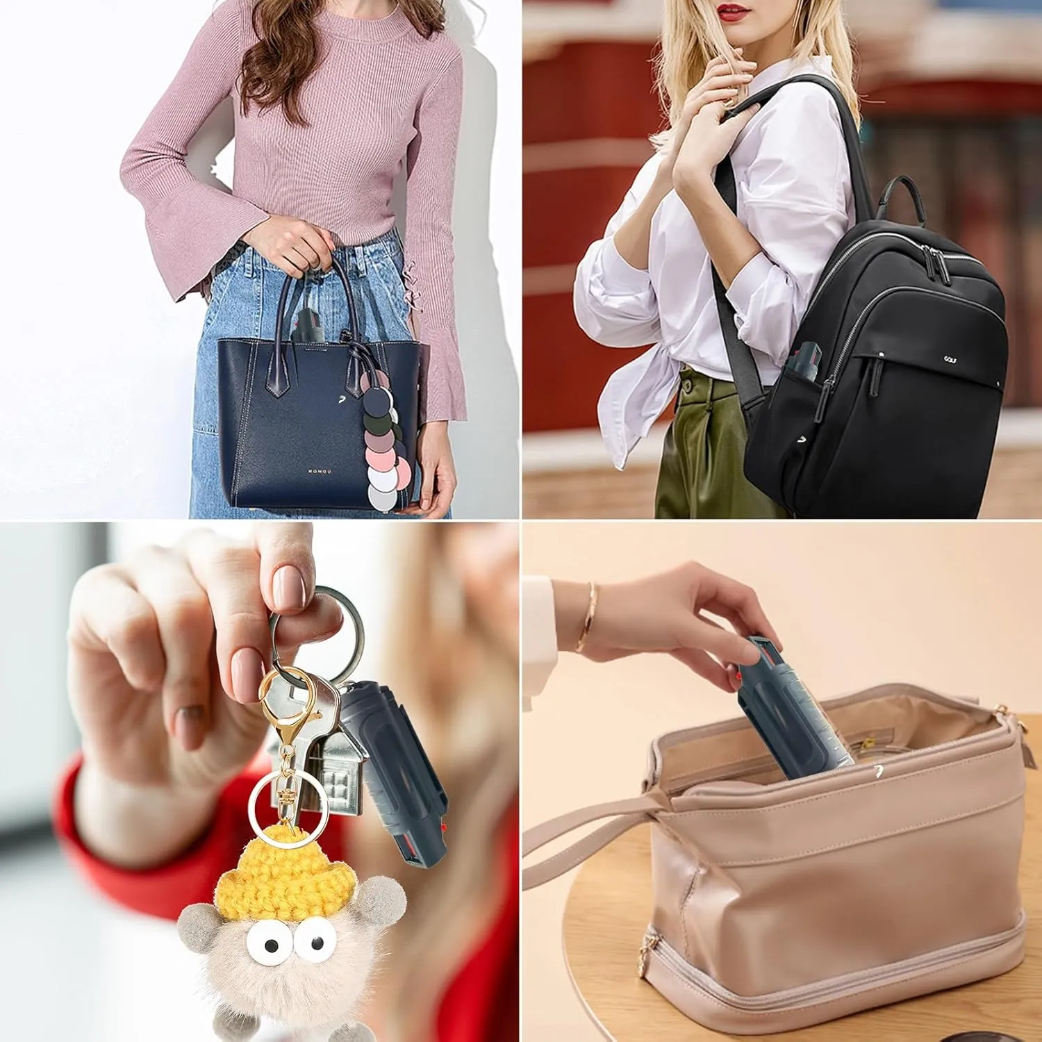 Safety Keychain Spray Device Personal Protection Tool Refillable Compact Design Easy Carry for Travel Outdoor Walking Commuting Emergency Use