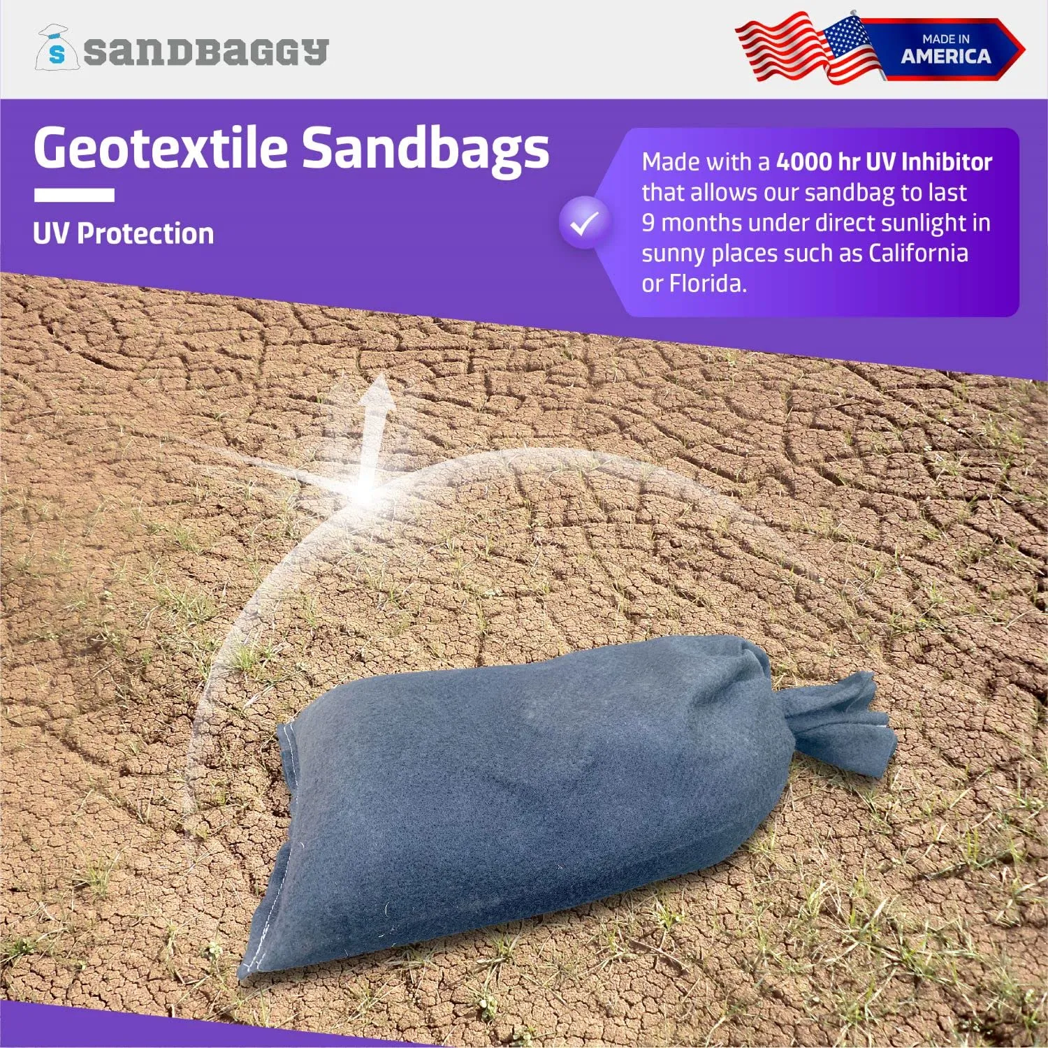 Sandbaggy Nonwoven Geotextile Sandbags - Military Grade - 14" x 26" - 8 oz - Made in USA - for Filtration, Drainage, Flood Barrier, Erosion Control (20, 14" Wide x 26" Long)