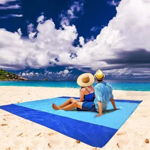 Sandfree Beach Blanket, Oversized Waterproof Sandproof Picnic Blanket, Quick Drying Lightweight Family Mat with 4 Stakes&4 Corner Pockets for Outdoor Travel, Camping, Hiking, Music Festival