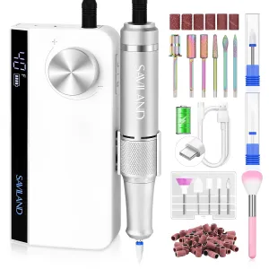 SAVILAND Electric Nail Drill Machine: 40000 RPM Upgrad Professional Nail File for Acrylic Nails with Ceramic Corn Head Nail Bits for Nails Manicure Tools & Pedicure Kit Home DIY