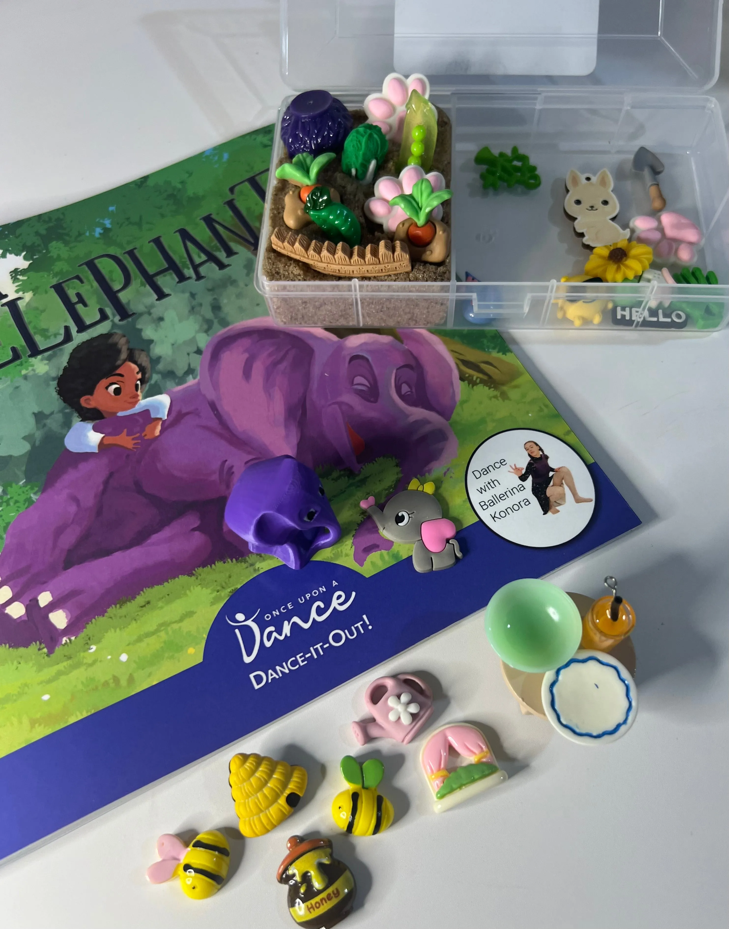Say and Play Story and Sensory kit for Eka and the Elephants Mini Objects BOOK INCLUDED Speech Therapy Trinkets for the Book Reading Gift