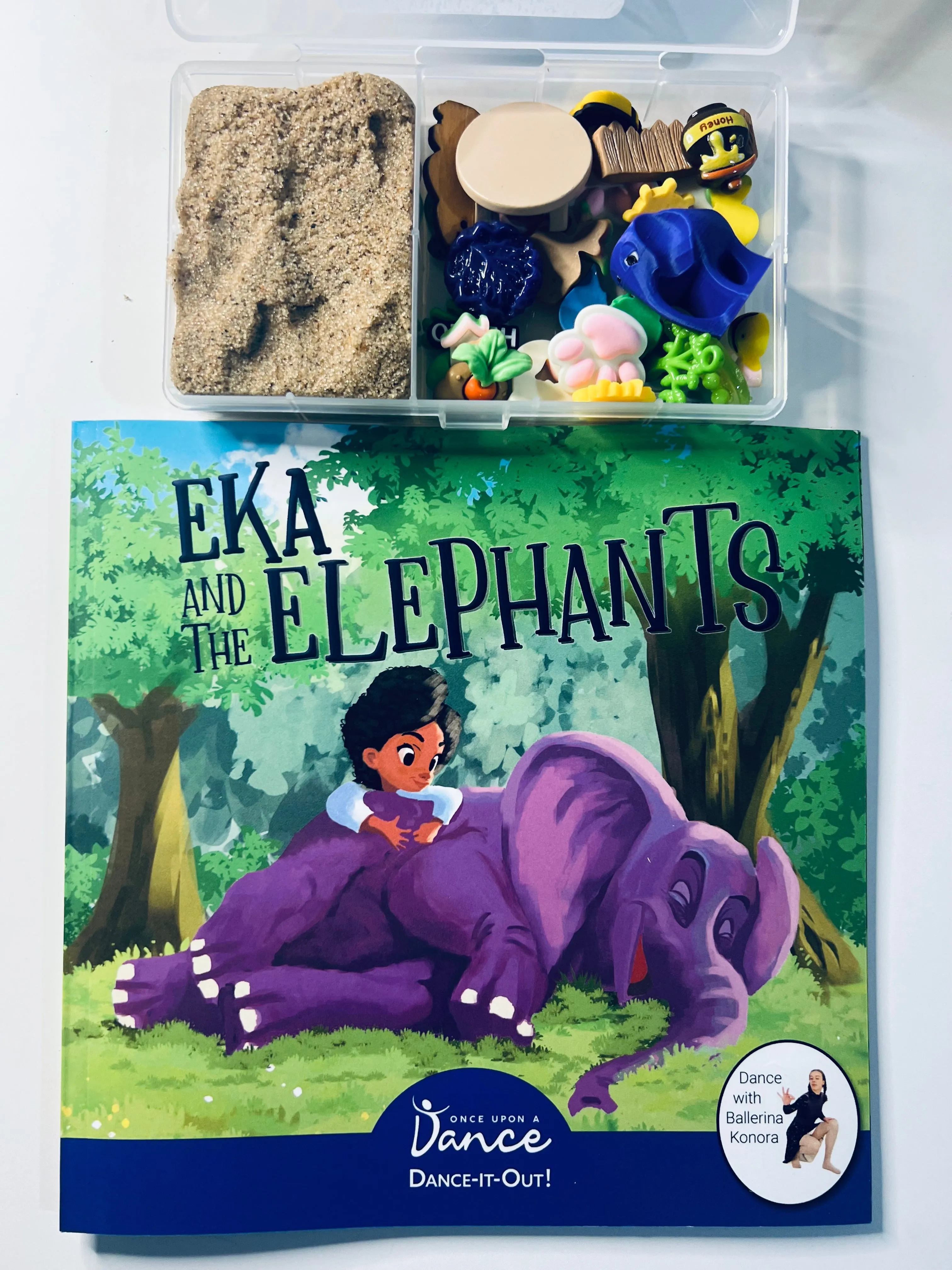 Say and Play Story and Sensory kit for Eka and the Elephants Mini Objects BOOK INCLUDED Speech Therapy Trinkets for the Book Reading Gift