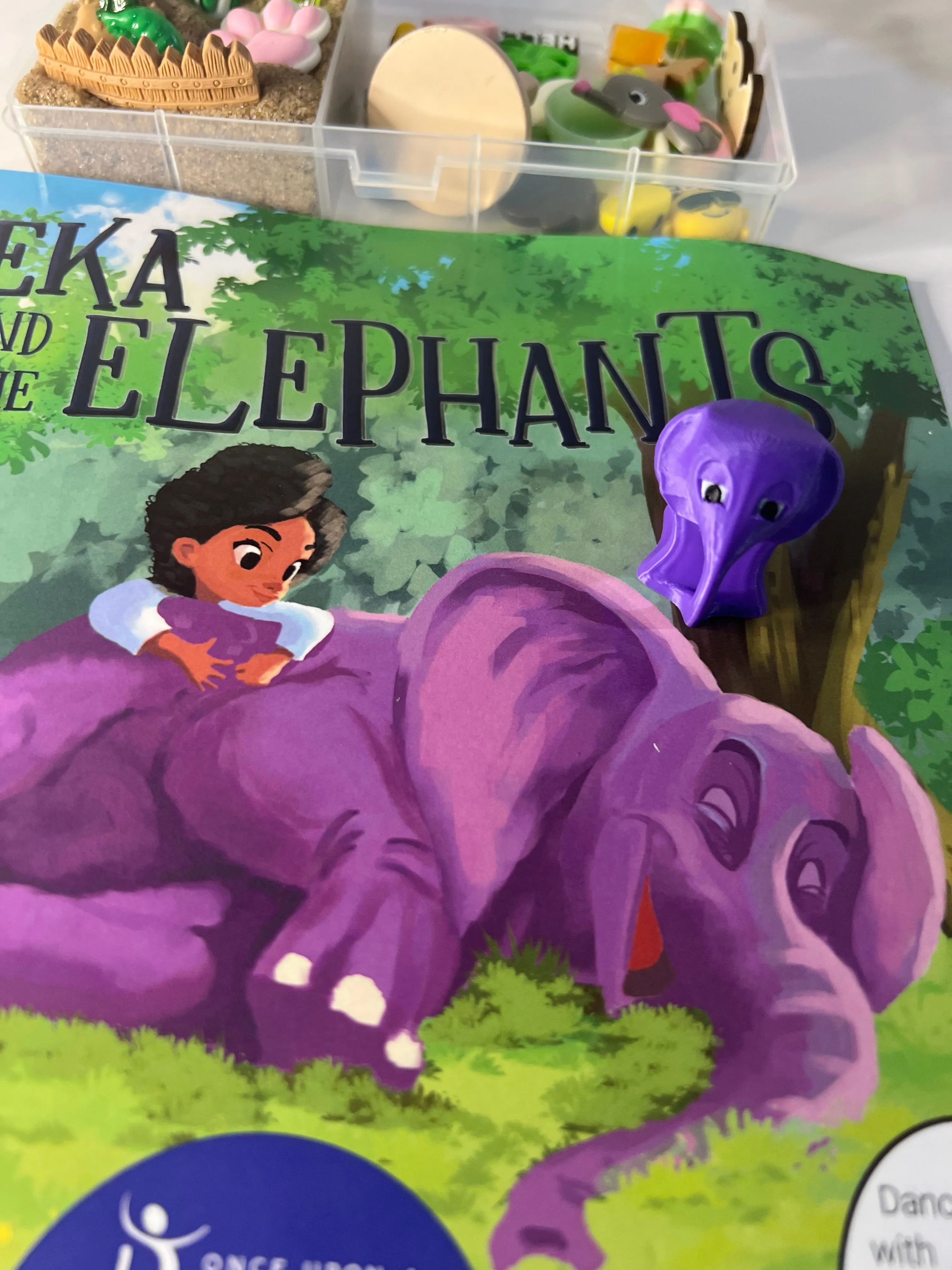 Say and Play Story and Sensory kit for Eka and the Elephants Mini Objects BOOK INCLUDED Speech Therapy Trinkets for the Book Reading Gift