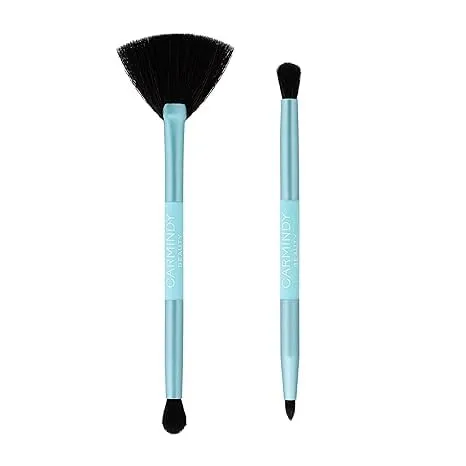 Scent Beauty Carmindy Dual Ended Eyeshadow Brush - 4-in-1 Eyeshadow & Highlighter Beauty Brushes with Soft Vegan Bristles - Compact Travel Makeup Brush