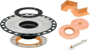 Schluter Kerdi Drain-A Adaptor Kit with Integrated Bonding Flange - Ideal for Non-Removable Clamping Ring Drains - ABS Plastic Material, 7-1/2-Inch Ring Width, 1-Pack - KDA7FLKABS