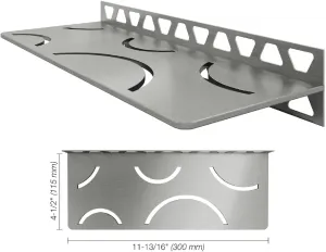 Schluter Rectangular Shelf for Tiled Walls - 4mm Thick, Curve Design, Stainless Steel Material, Brushed Stainless Steel Finish - SWS1D6EB