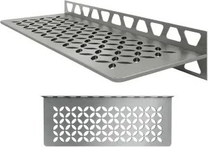 Schluter Rectangular Shelf for Tiled Walls - 4mm Thick, Floral Design, Stainless Steel Material, Brushed Stainless Steel Finish - SWS1D5EB