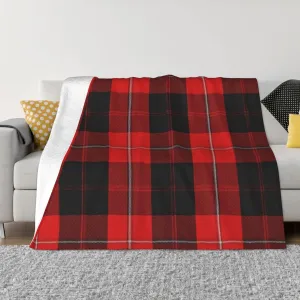 Scottish Clan Cunningham Red and Black 60"X50" Flannel Blanket - 100% Soft Polyester, Lightweight and Warm, Suitable for Families, Camping, Travel