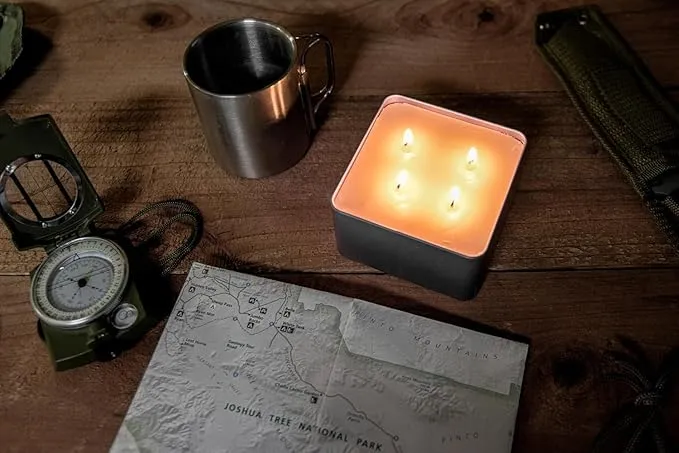 SE 4 Wicks Survival Candle in Tin Box,48 Total Hours/12 Hours Per Wick and Food Warmer