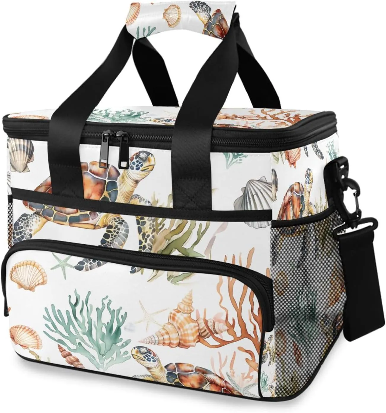 Sea Turtle Ocean Blue Sea Cooler Bag Insulated Cooler Soft Sided Cooler 24 Can Portable Picnic Bag Large Leakproof Lunch Bag Box for Beach Grocery Camping Travel Car Men Women