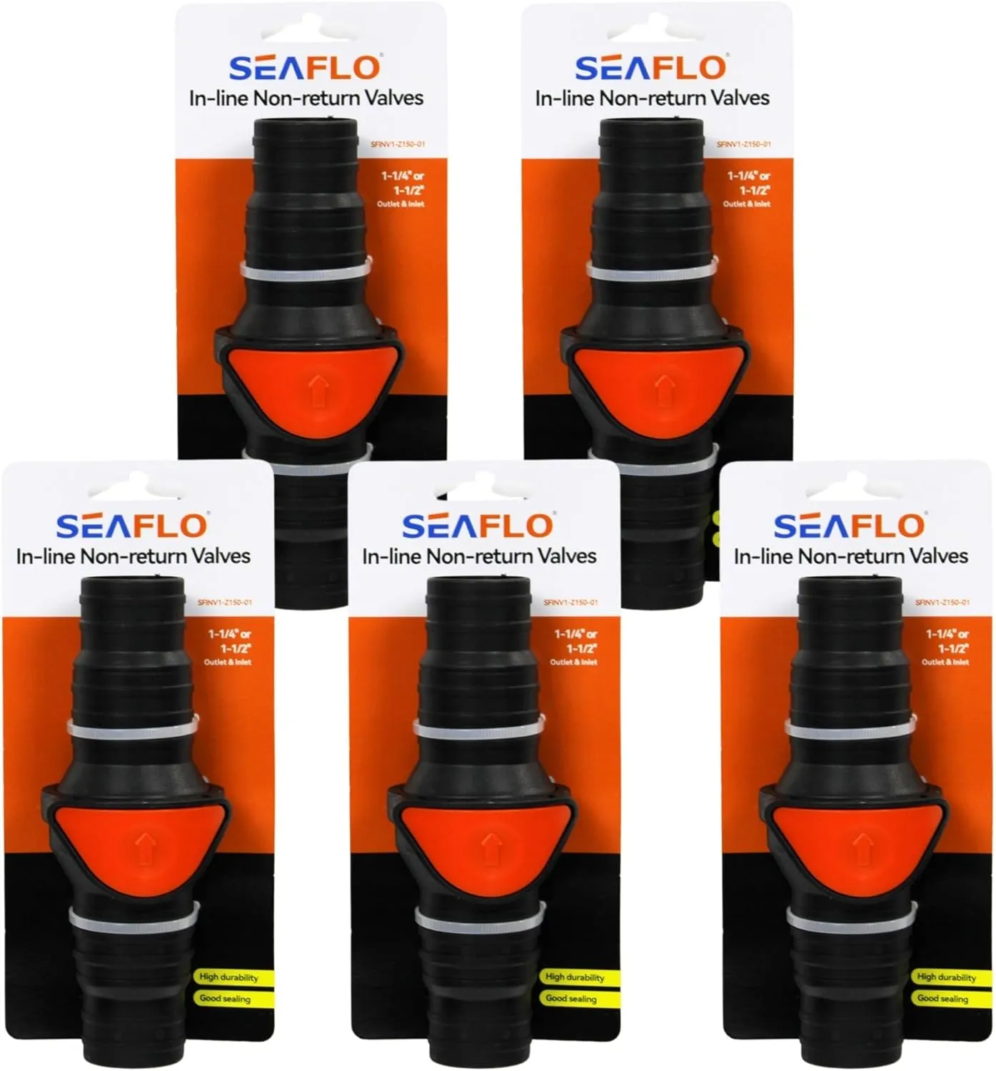 SEAFLO in-Line/ 90° Quick Disconnect Non-Return Check Valve PA6 GF POM Construction, Anti-Backflow Design, Versatile Applications (Choose Size and Style)