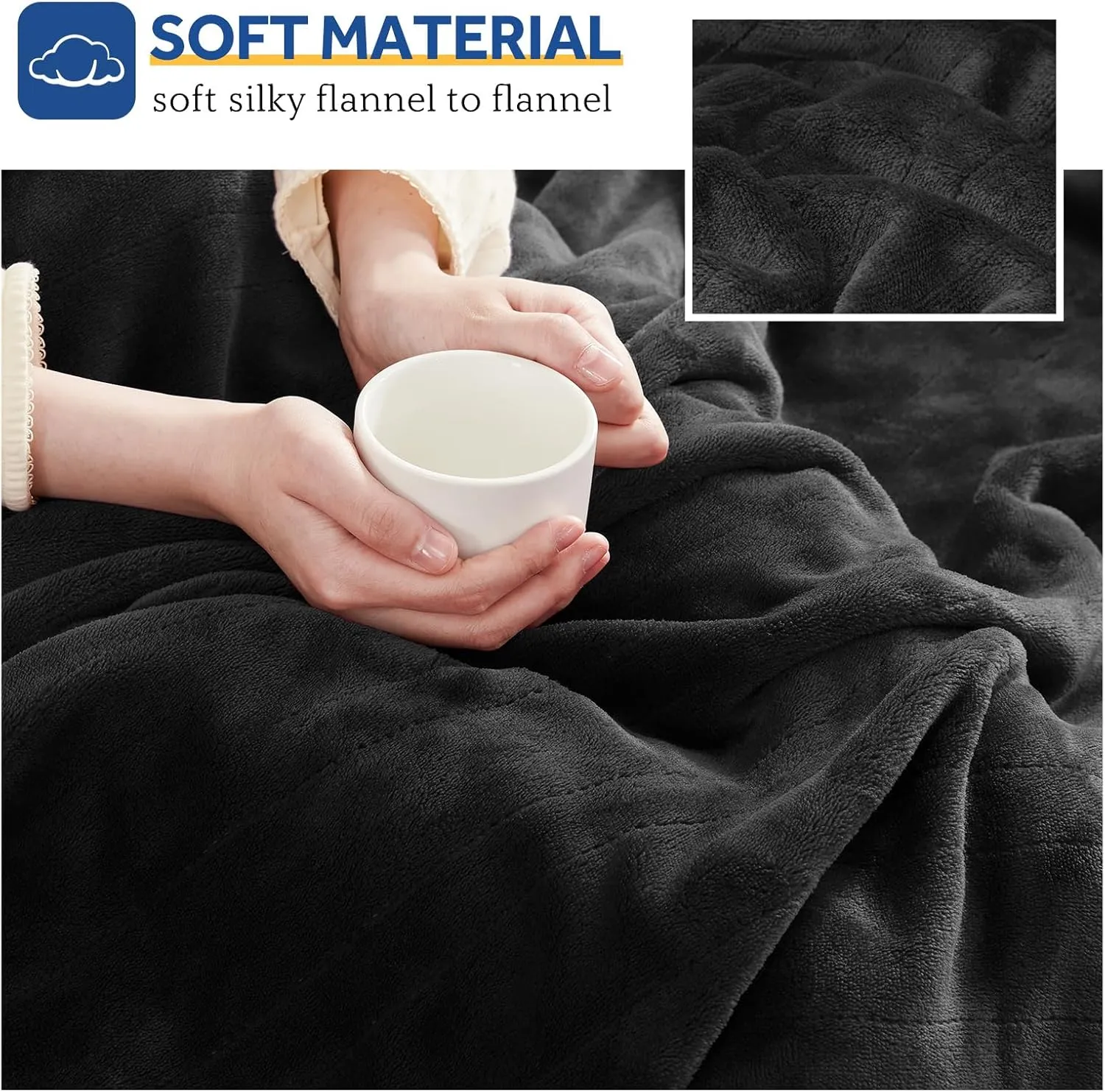 Sealy Electric Blanket Heated Throw, Flannel Heating Blanket with 6 Heat Settings & 2-10 Hours Auto Shut Off, Fast Heating & ETL Certification, 50x60 Inch, Dark Grey