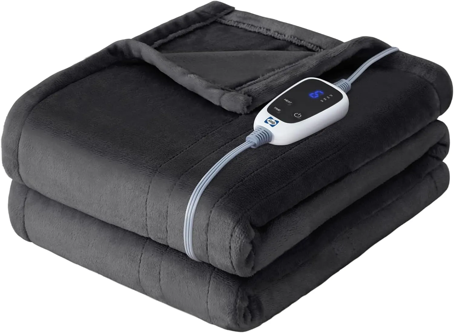 Sealy Electric Blanket Heated Throw, Flannel Heating Blanket with 6 Heat Settings & 2-10 Hours Auto Shut Off, Fast Heating & ETL Certification, 50x60 Inch, Dark Grey