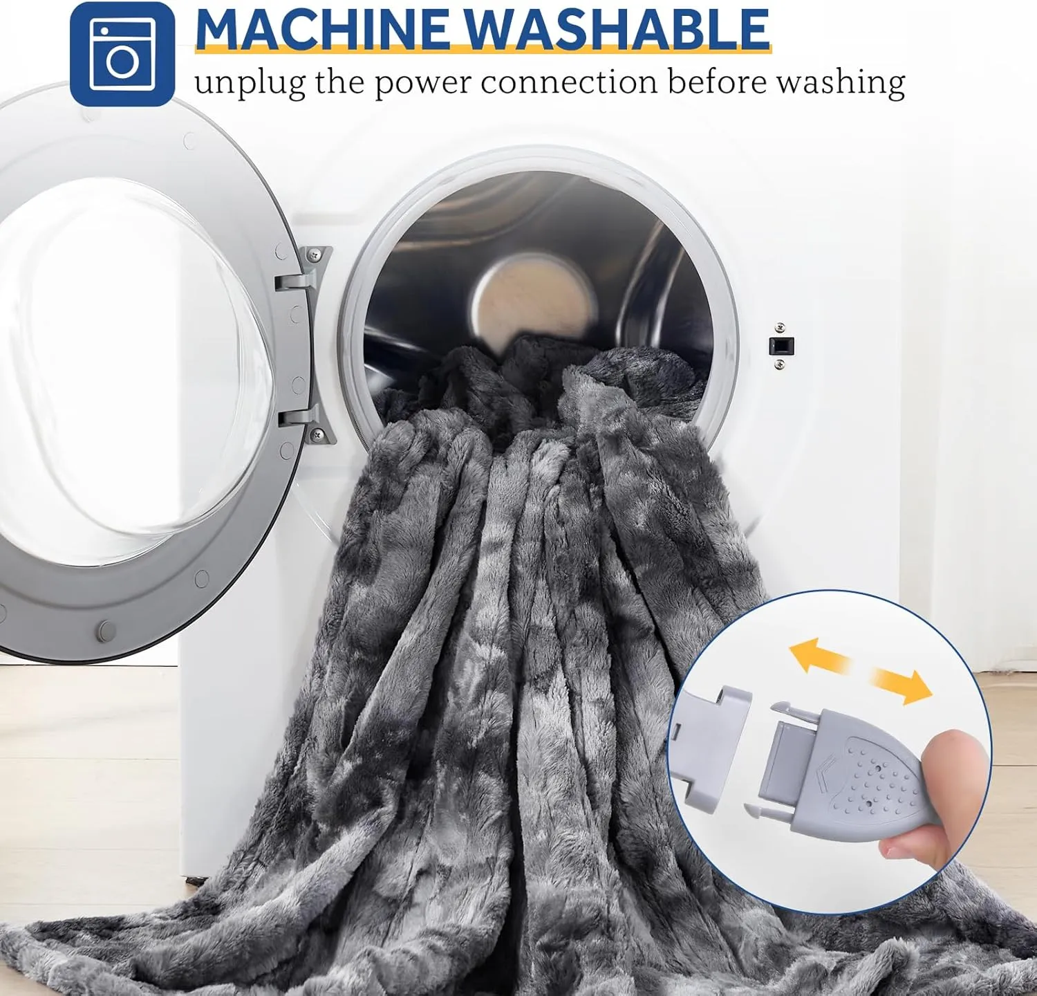 Sealy Electric Blanket Queen Size, Faux Fur & Flannel Heated Blanket with 10 Heat Setting & 1-12 Hour Auto Shut Off, Fast Heating Blanket, Machine Washable, Grey, 84 x 90 Inch