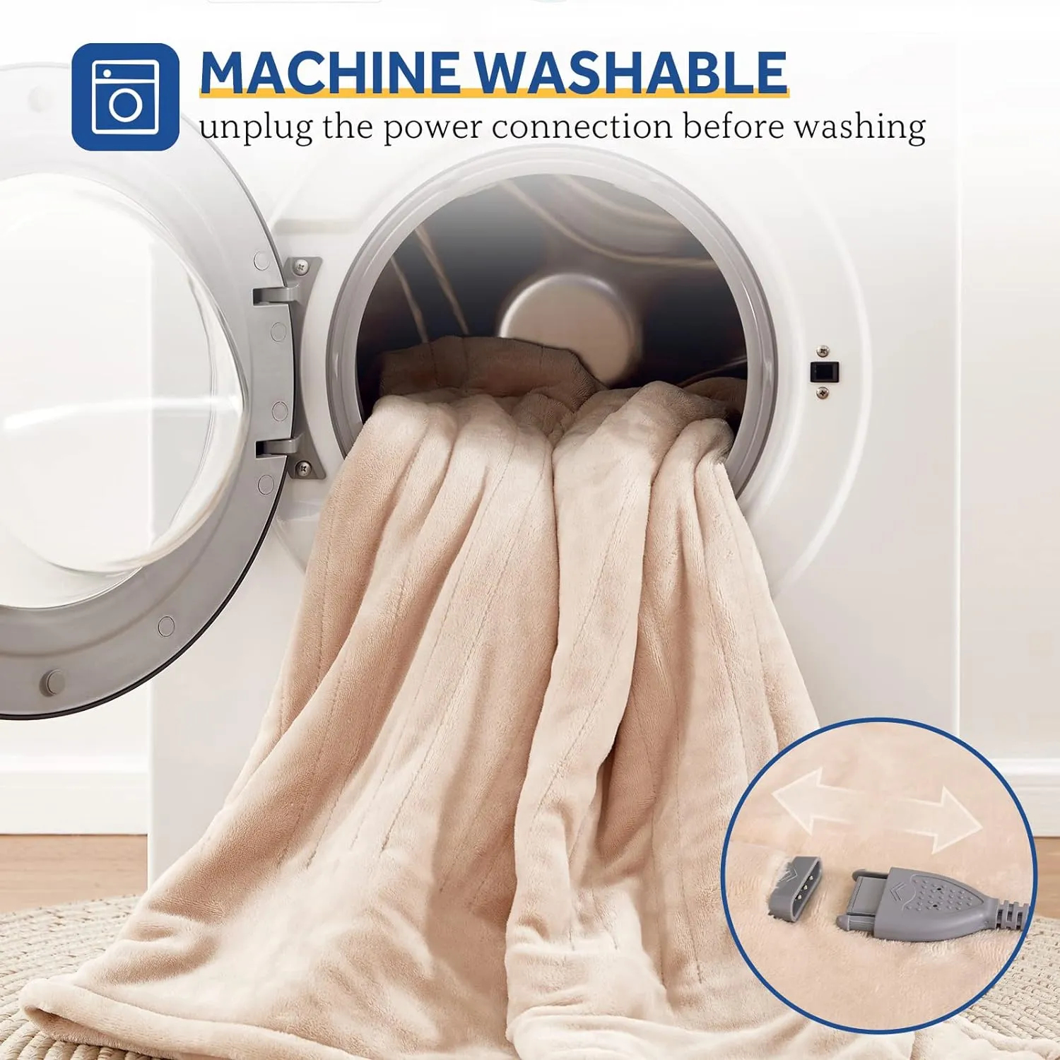 Sealy Electric Blanket Twin Size, Flannel Heated Blanket with 10 Heating Levels & 1-12 Hours Auto Shut Off, Fast Heating Warm Blanket, Machine Washable, Beige, 62 x 84 Inch