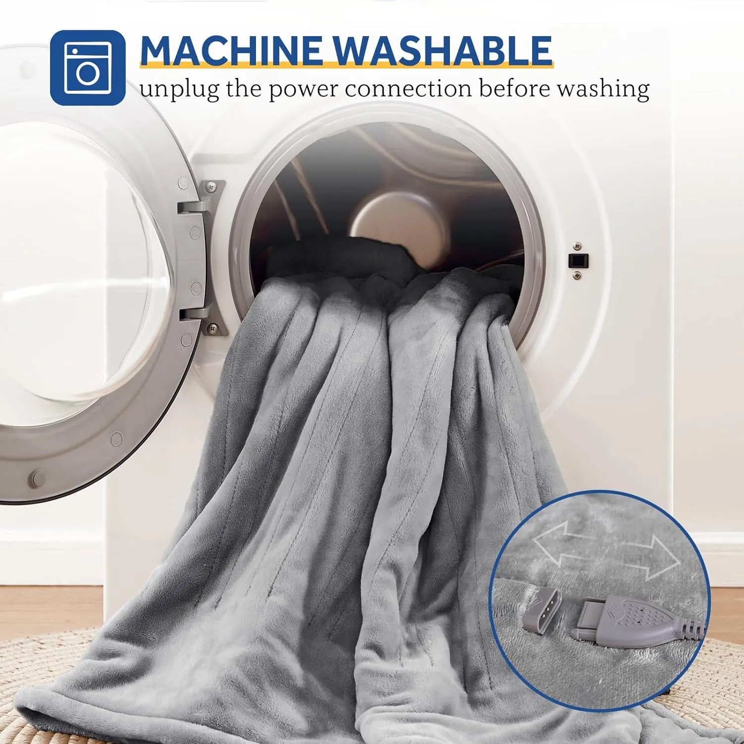 Sealy Electric Blanket Twin Size, Flannel Heated Blanket with 10 Heating Levels & 1-12 Hours Auto Shut Off, Machine Washable, Light Grey, 62 x 84 Inch