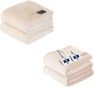 Sealy Heated Blanket Throw with Built-in Button Controller 50x60 inch and Electric Blanket King Size 100 x 90 Inch, Fast Heating Warm Blanket, Machine Washable