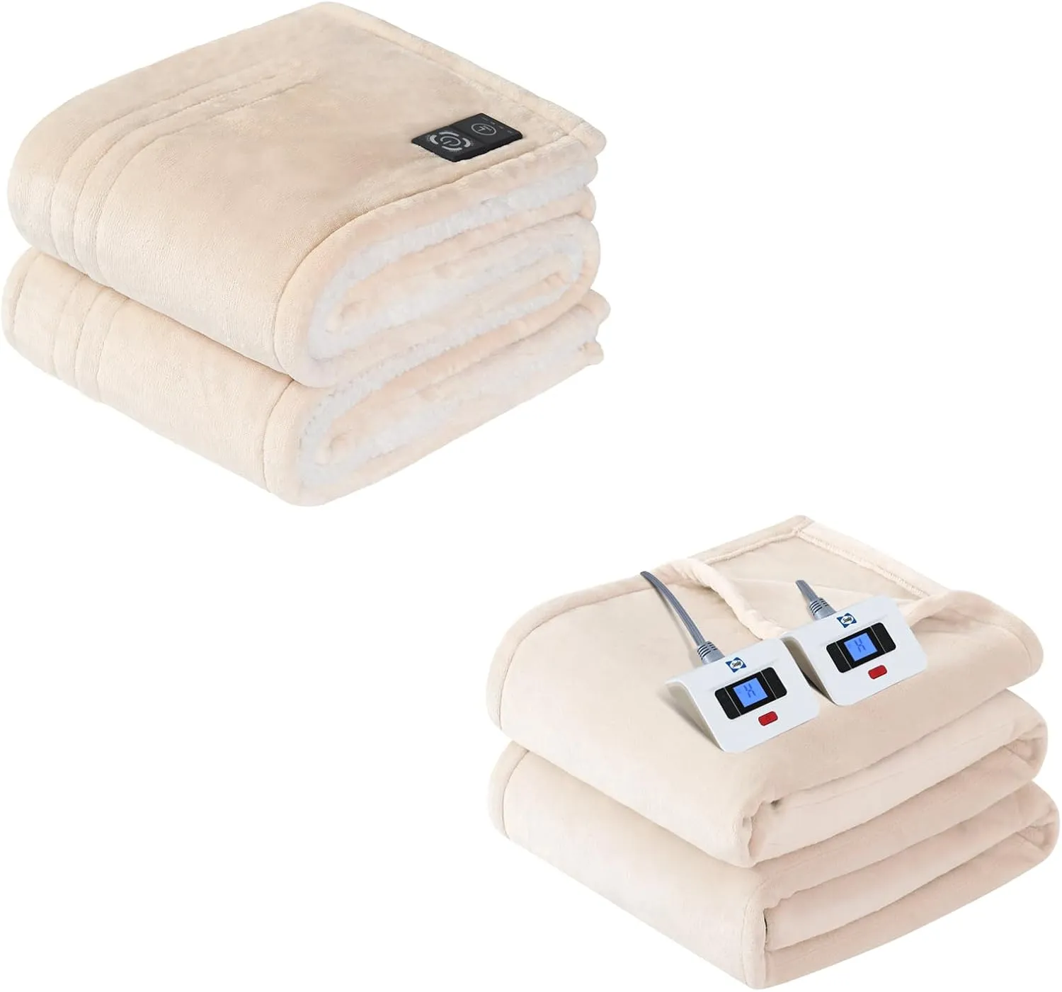 Sealy Heated Blanket Throw with Built-in Button Controller 50x60 inch and Electric Blanket King Size 100 x 90 Inch, Fast Heating Warm Blanket, Machine Washable