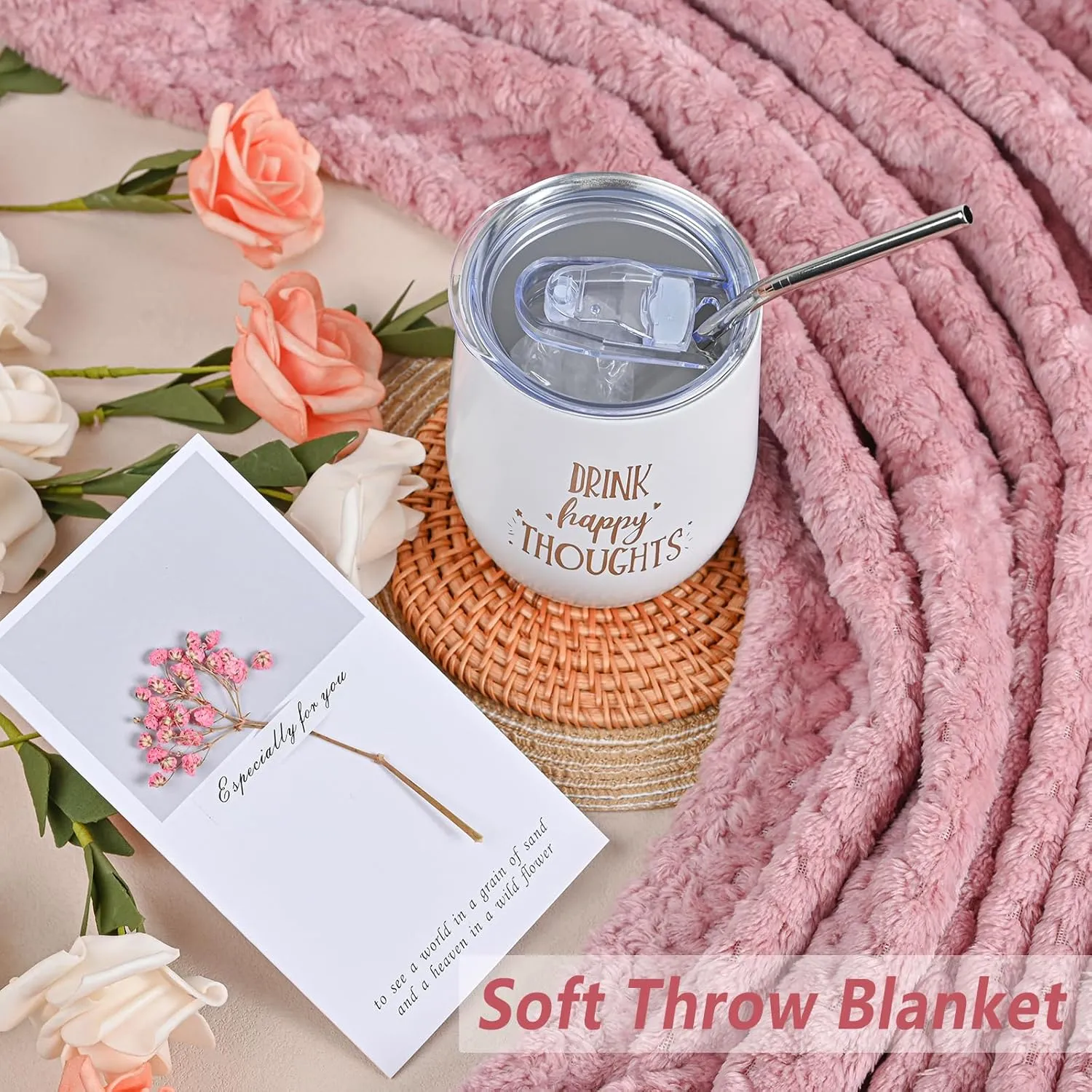 Self Care Gifts for Women, 10 Pcs Get Well Soon Care Package with Luxury Flannel Blanket, Birthday Gifts for Women, Gifts for Mom, Christmas Relaxing Spa Box