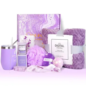 Self Care Gifts for Women Get Well Soon Gifts Basket, Birthday Gifts for Women Care Package Relaxing Spa Gifts Thinking of You Gifts w/ Blanket, Mothers Day Gifts for Mom Sister Wife