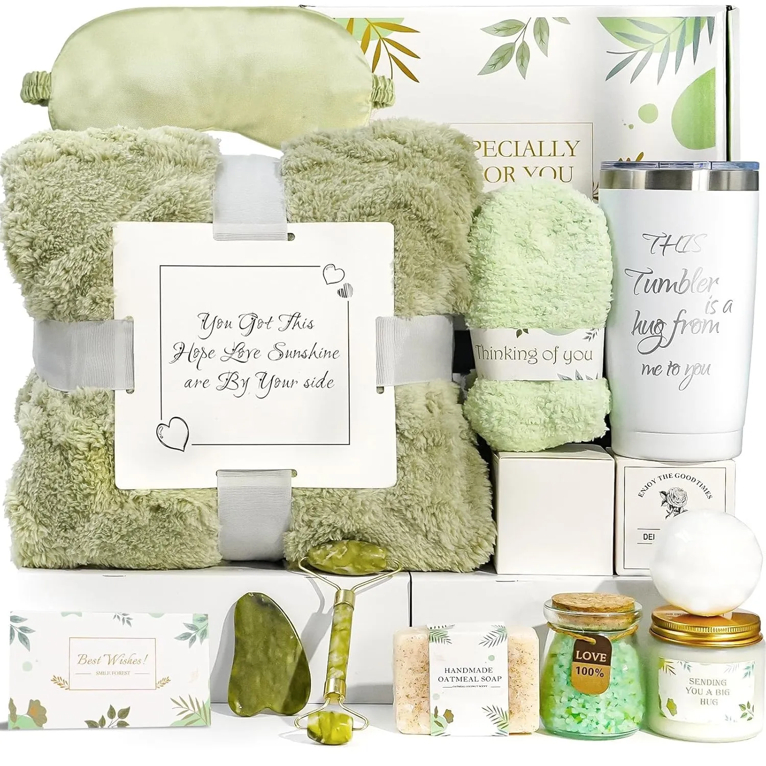 Self Care Gifts for Women – Spa Gift Basket with Blanket, Birthday Gifts, Get Well Soon Gifts, Relaxation Care Package for Mom, Wife, Sister, Friend