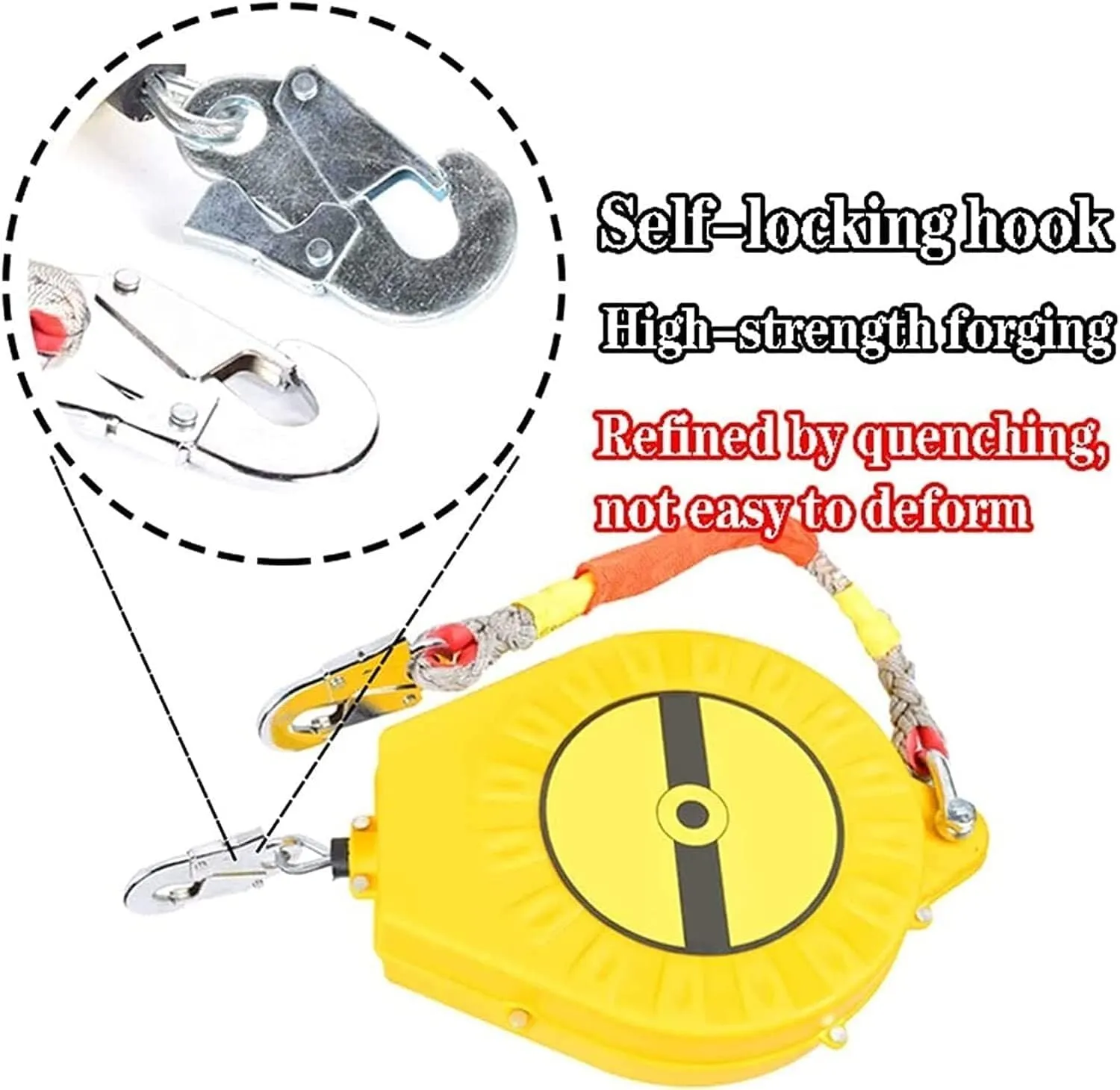Self-Retracting Lifeline Fall Protection Kit for Roofing & Construction, 15m Safety Lanyard with Steel Self-Locking Hook & Connector, Max Load 150kg