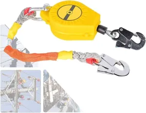 Self-Retracting Lifeline Fall Protection Kit for Roofing & Construction, 15m Safety Lanyard with Steel Self-Locking Hook & Connector, Max Load 150kg