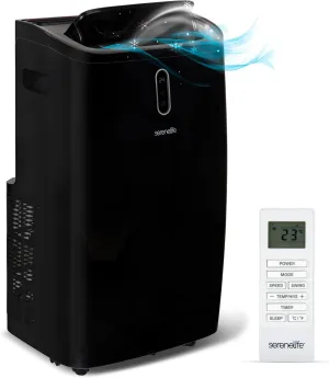 SereneLife 14000 BTU Portable Air Conditioner - 3-in-1 Compact Standing Air Conditioner for Room Up to 400 Sq. Ft. - Floor AC Unit with Remote Control - Universal Casters, Window Mount Kit