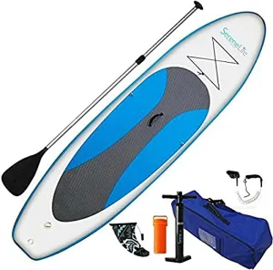SereneLife Inflatable Stand Up Paddle Board with Premium SUP Accessories – Wide Stable Design with Non-Slip EVA Deck Pad for Adults and Youth of All Skill Levels, 350 lbs Capacity