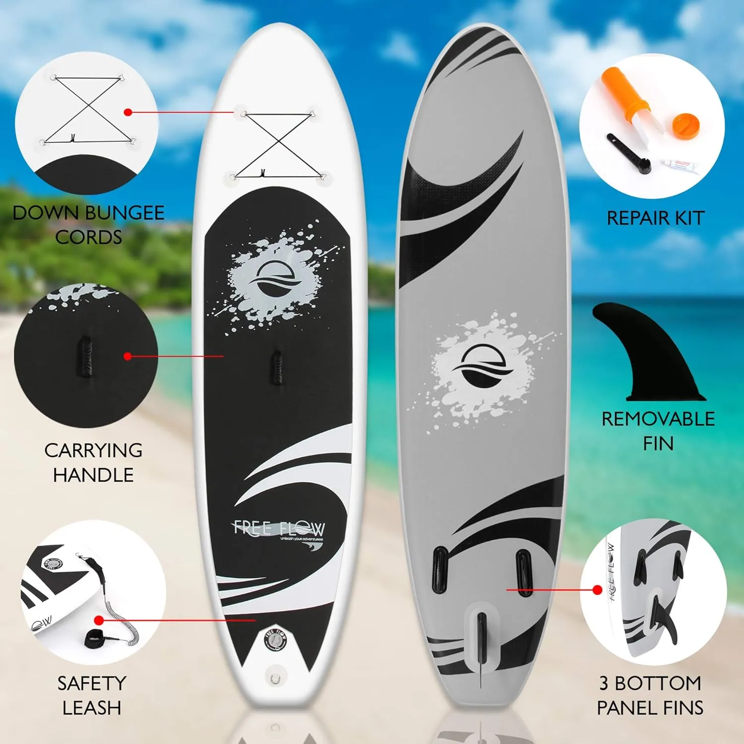 SereneLife Set of 2 Inflatable Stand Up Paddle Boards with Premium Accessories – SUP Pair with 32" Wide Stable Design, Non-Slip EVA Deck Pad for Adults and Youth of All Skill Levels, 350 lbs Capacity