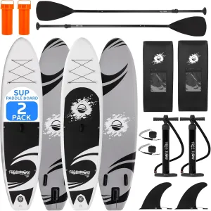 SereneLife Set of 2 Inflatable Stand Up Paddle Boards with Premium Accessories – SUP Pair with 32" Wide Stable Design, Non-Slip EVA Deck Pad for Adults and Youth of All Skill Levels, 350 lbs Capacity