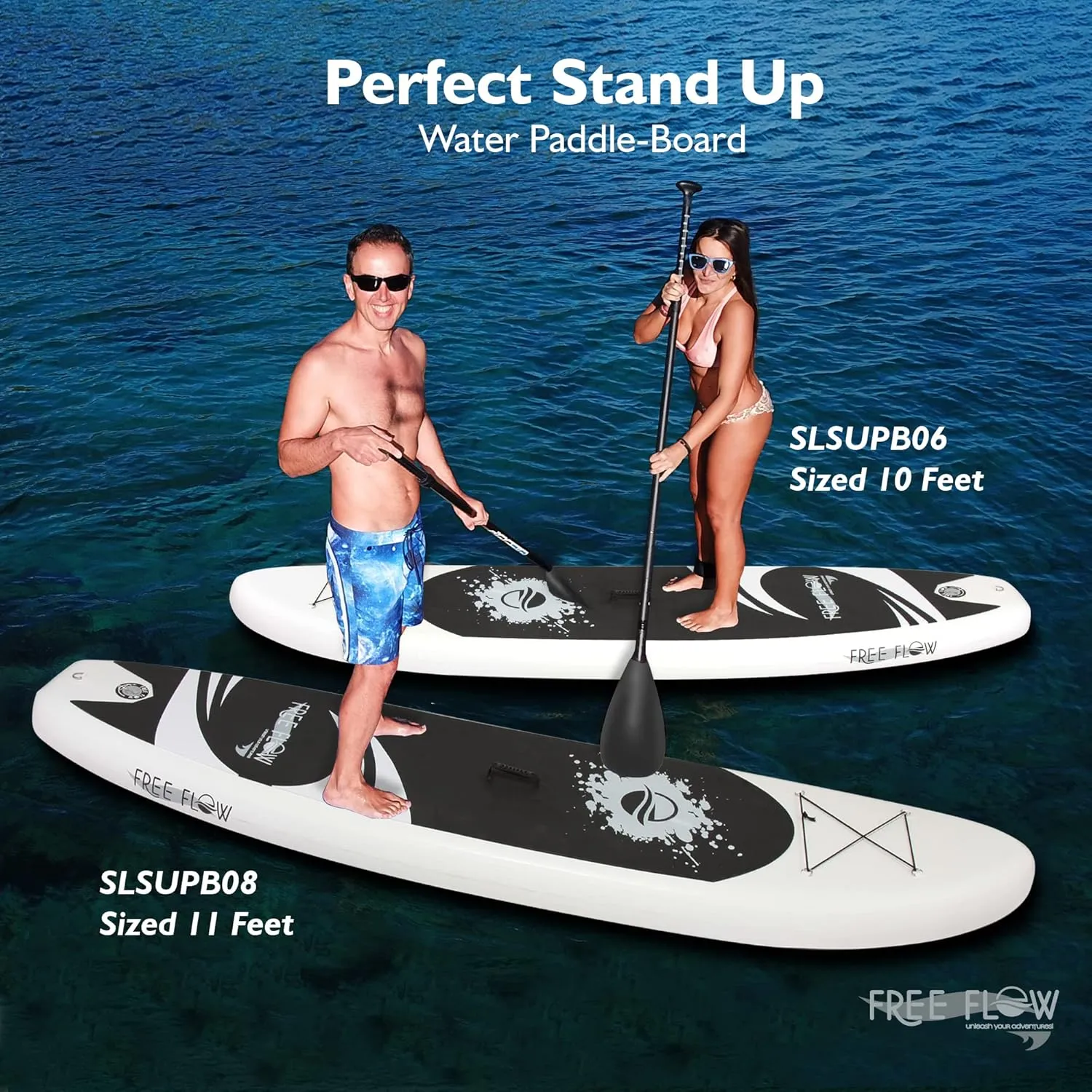 SereneLife Set of 2 Inflatable Stand Up Paddle Boards with Premium Accessories – SUP Pair with 32" Wide Stable Design, Non-Slip EVA Deck Pad for Adults and Youth of All Skill Levels, 350 lbs Capacity