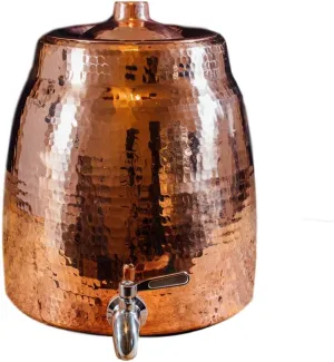 Sertodo Copper Niagara Water Dispenser | 100% Pure Copper, Heavy Gauge, Hand Hammered | 2  Gallons Capacity, Holds 2 - 5 Gallon Water Jugs | Lid and Stainless Steel Spigot Included