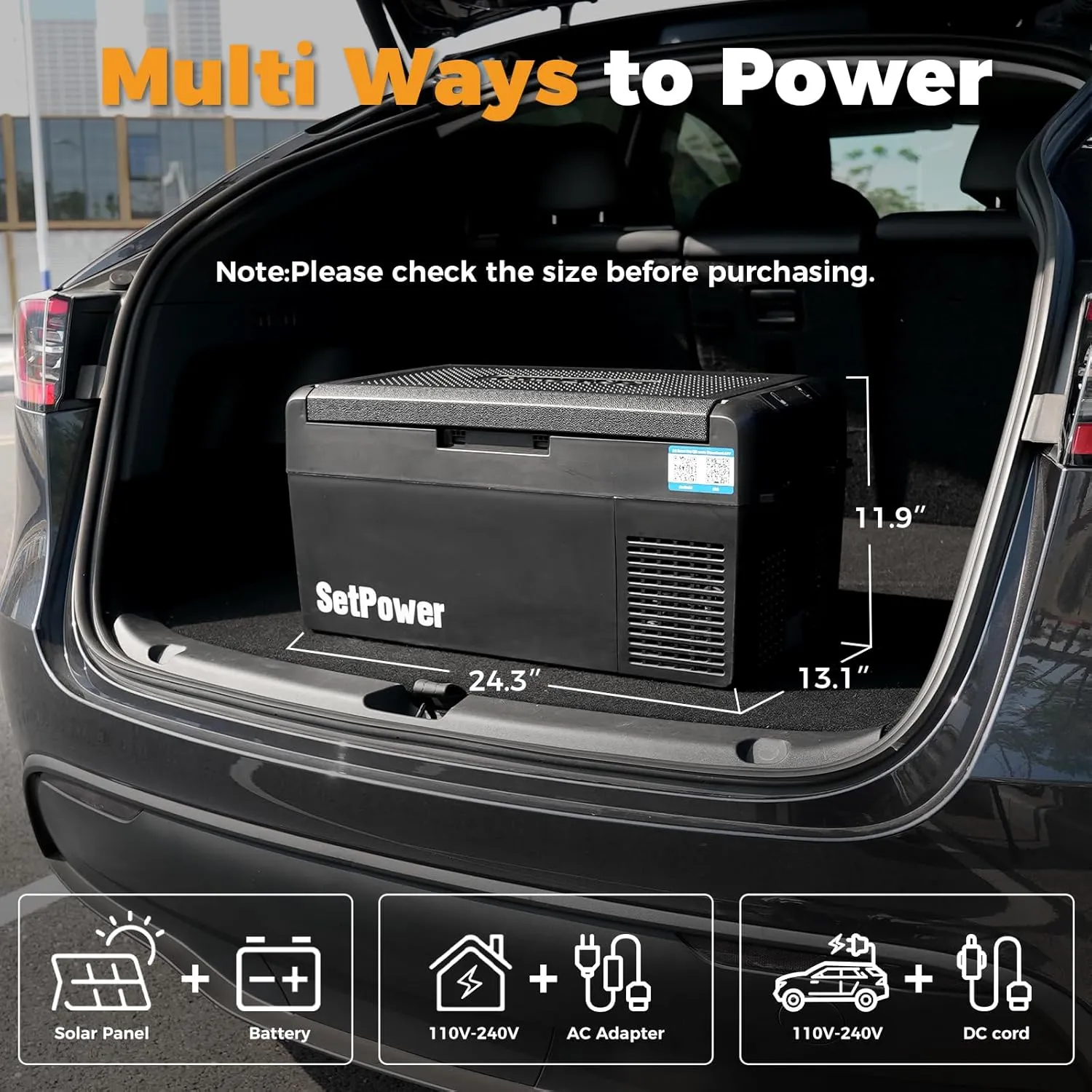 Setpower 12V Refrigerator 21 Quart Portable Freezer 50 Hours Backup Cooling,Electric Cooler for Vehicles Car Refrigerator 12V Portable Fridge for Car Camping Truck Van RV SUV Road Trip Travel RF20