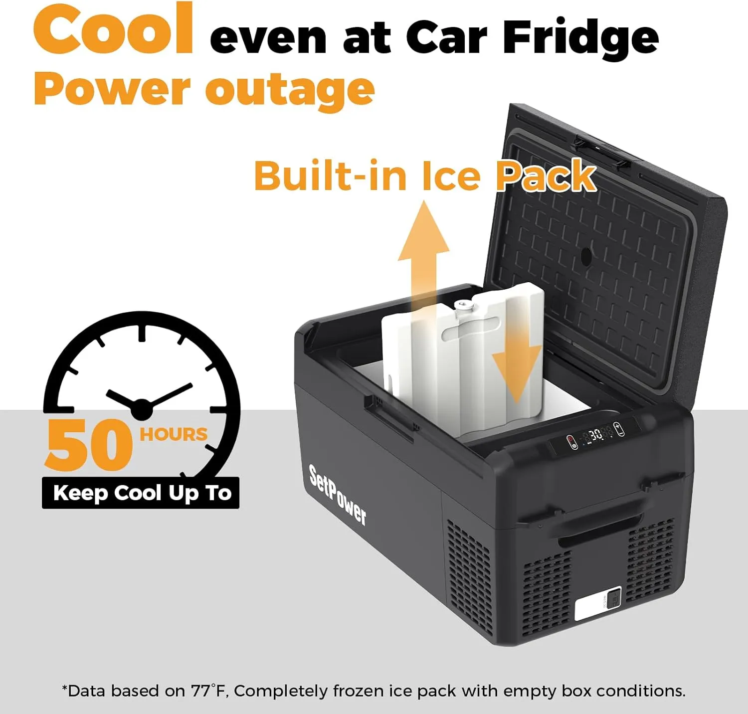 Setpower 12V Refrigerator 21 Quart Portable Freezer 50 Hours Backup Cooling,Electric Cooler for Vehicles Car Refrigerator 12V Portable Fridge for Car Camping Truck Van RV SUV Road Trip Travel RF20