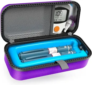 SHBC Insulin Pen Carrying Case Portable Medical Cooler Bag for Diabetes with Protective Ice Brick - Convenient to Changing Needles with Each Injection Purple