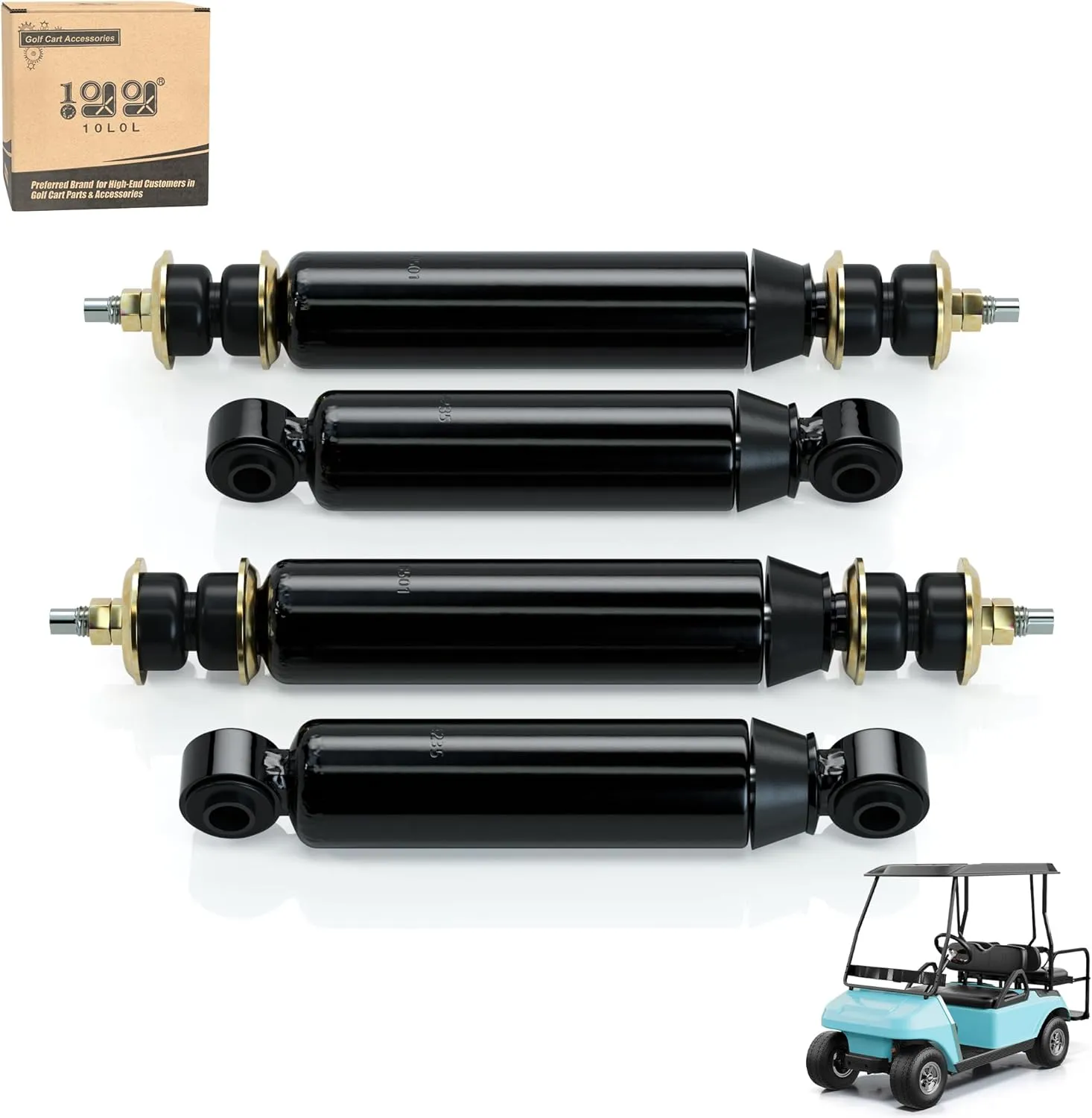 Shocks Kit for Club Car DS 1981-up, Precedent 2004-up, Tempo 2018-up Gas & Electric Models OEM 1014235 1015813 1010991 1012183 1014236 1013164, Golf Cart Front and Rear Shocks