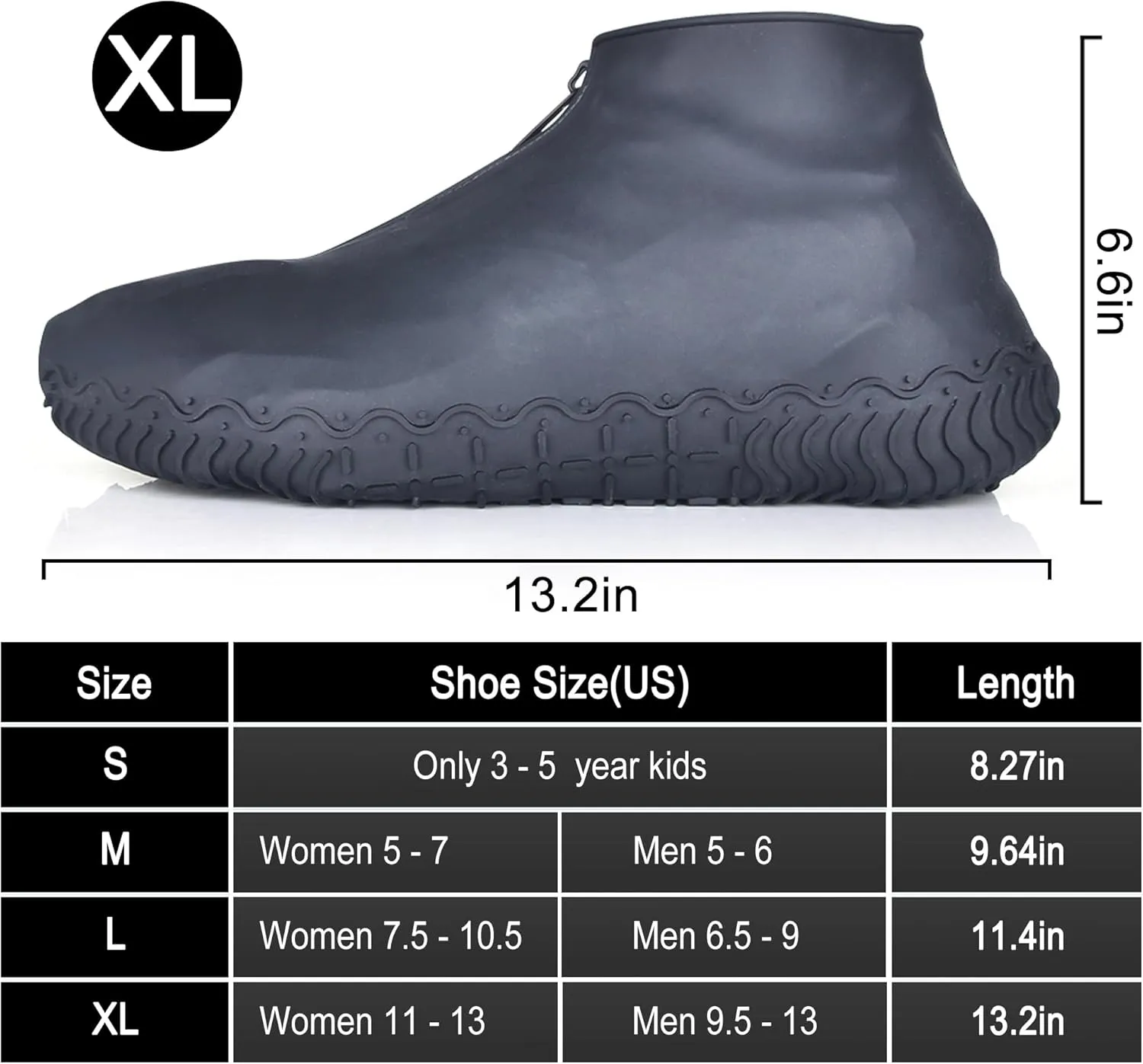 Shoe Covers Waterproof Reusable Foldable Not-Slip Rain Shoe Covers with Zipper,Shoe Protectors Overshoes Rain Galoshes for Kids Men and Women