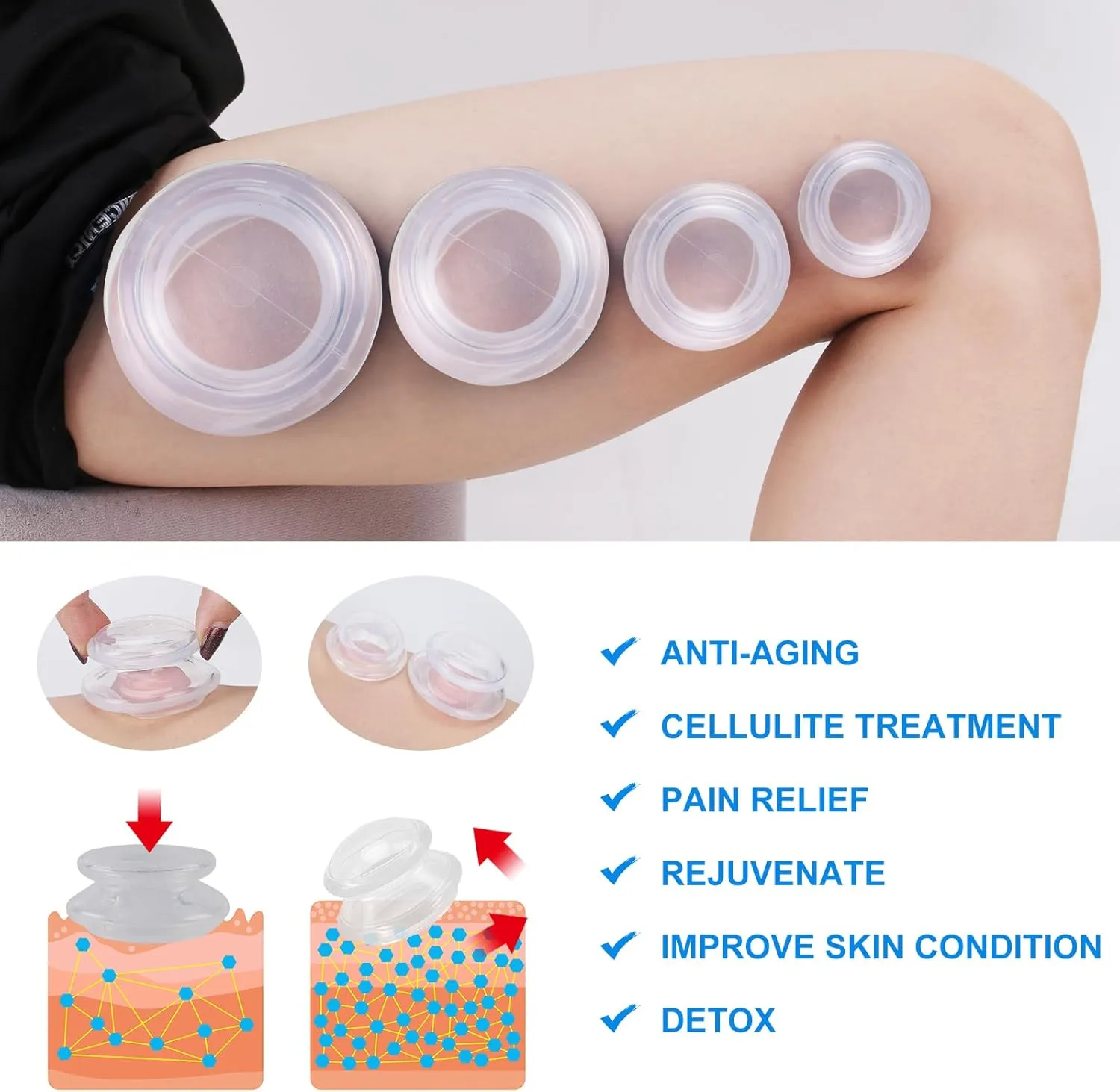 Silicone Cupping Therapy Set, Professional Studio and Home Cupping Set Massage Therapy Cups, Chinese Massage Cups for Cellulite Reduction Cupping Kit, Muscle and Joint Pain Myofascial Cupping Massager