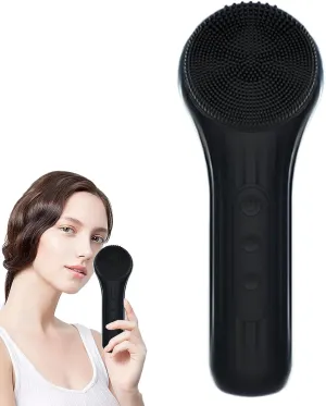 Silicone Face Scrubber, echargeable, Waterproof Face Scrub Brush for Cleansing, Exfoliating, Massaging, Electric Facial Exfoliator for Women & Men (Black, 6.8 inch)