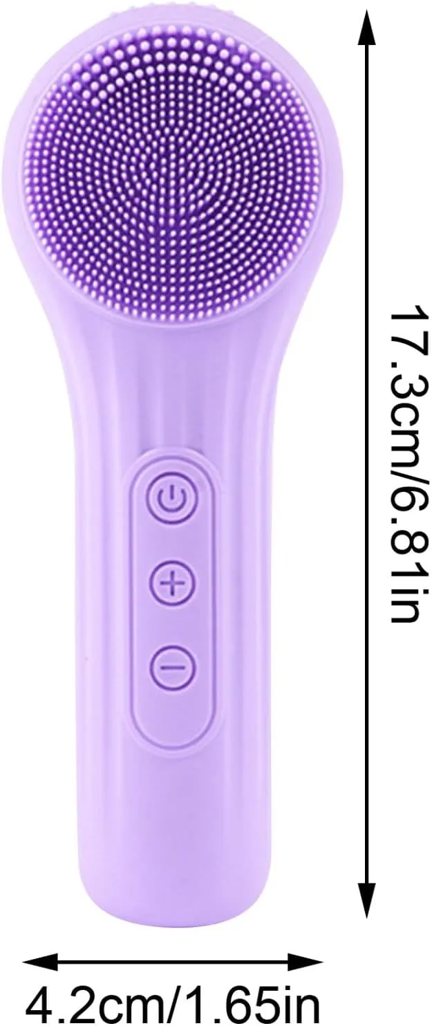 Silicone Face Scrubber, echargeable, Waterproof Face Scrub Brush for Cleansing, Exfoliating, Massaging, Electric Facial Exfoliator for Women & Men (Black, 6.8 inch)
