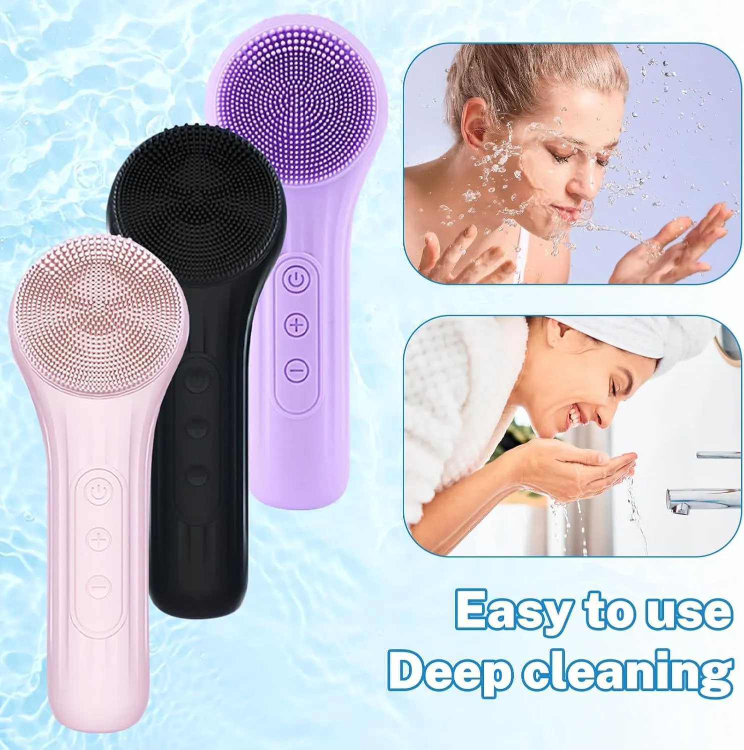 Silicone Face Scrubber, echargeable, Waterproof Face Scrub Brush for Cleansing, Exfoliating, Massaging, Electric Facial Exfoliator for Women & Men (Black, 6.8 inch)