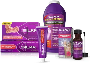 Silka Emergency Foot Care Kit, Max Strength Antifungal Liquid, Odor-Fighting Foot Powder, Antifungal Cream for Athletes Foot, Jock Itch, and Ringworm, Complete Solution for Healthy Feet
