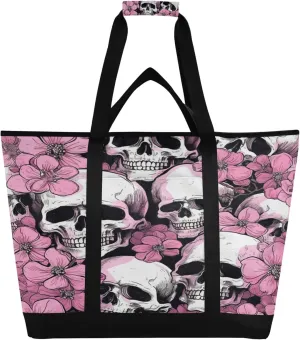 Skeleton Reusable Insulated Cooler Bag with Ice Pack Compartment - Large 47L Waterproof Thermal Grocery Tote for Picnic Beach Camping Lunch Storage