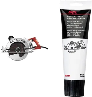 SKILSAW SPT70WM-01 15 Amp 10-1/4" Magnesium SAWSQUATCH Worm Drive Circular Saw,Silver and SKILSAW 80111 Worm Drive Saw Lubricant, Black
