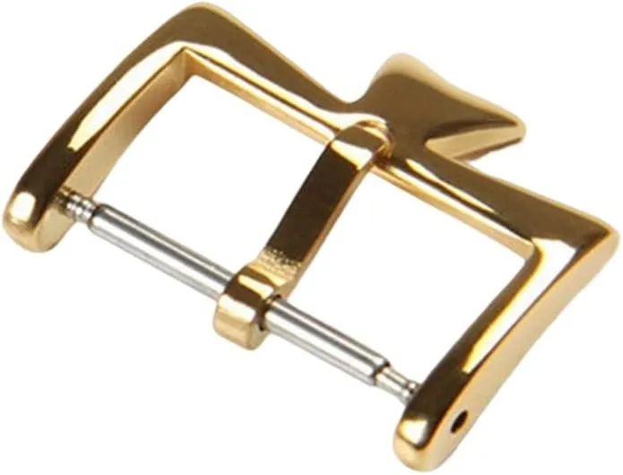 SKM Stainless Steel Watch Clasp for VC Vacheron Watch Strap Buckles Constantin 16MM 18MM 20mm Silvery Golden Rose Gold Metal Pin Clasp (Color : Gold, Size : 16mm)