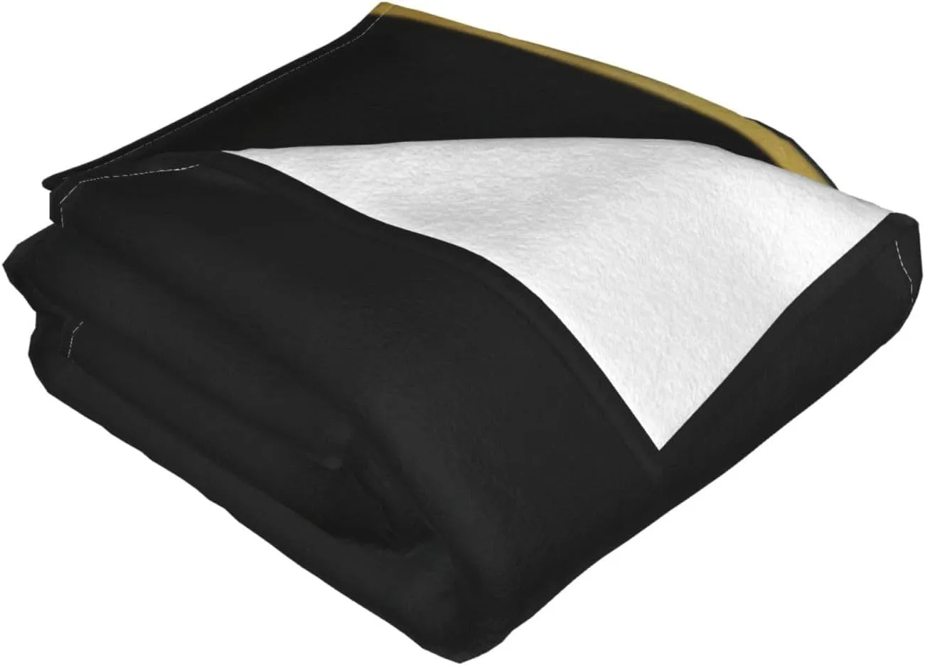 Sleek Black with Gold Stripe 60"X50" Flannel Blanket - 100% Soft Polyester, Lightweight and Warm, Suitable for Families, Camping, Travel